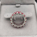 Tiny Hearts Shape Ruby Silver RingRing