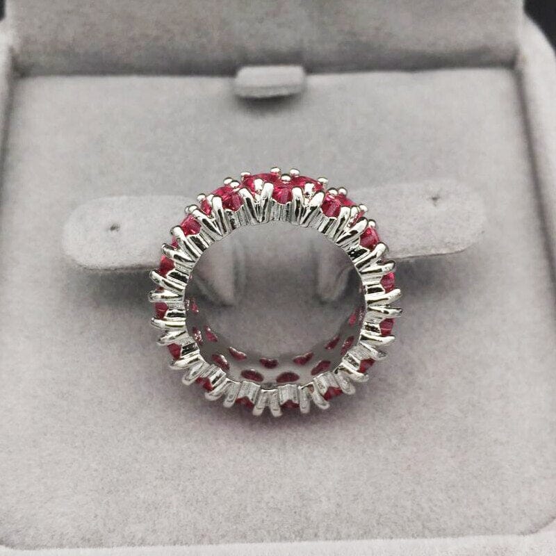 Tiny Hearts Shape Ruby Silver RingRing