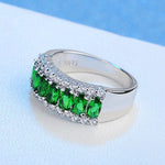 Emerald and Ruby Gemstone Silver RingRing