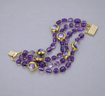4Rows Natural Purple Amethysts Rough With Electroplated Edge