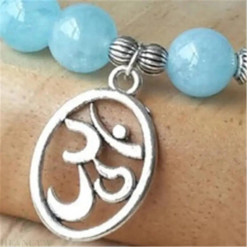 Natural Aquamarine topaz Gemstone Bracelet Reiki Energy Meditation Bead Spirituality