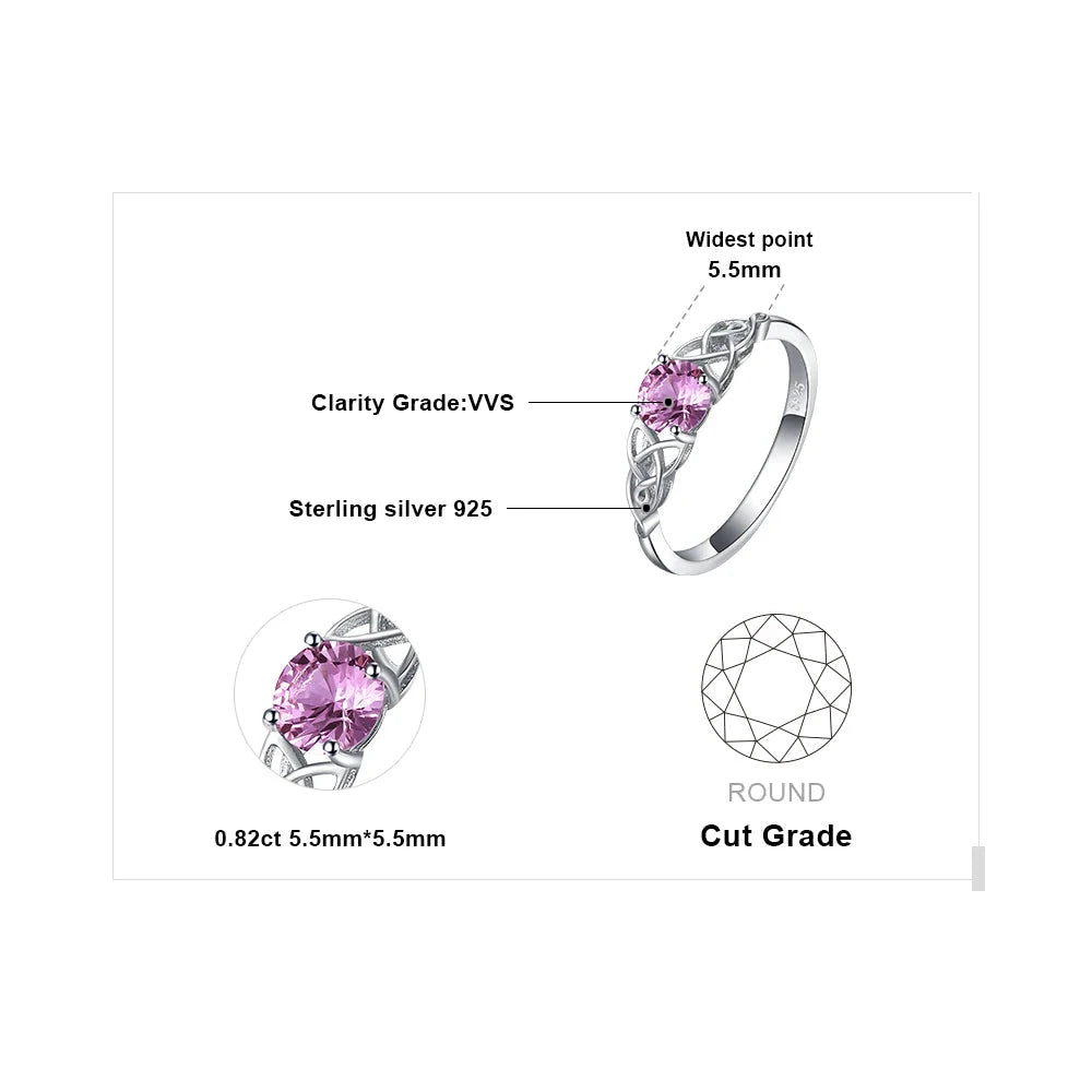 Knot Pink Sapphire 925 Sterling Silver Ring for Women