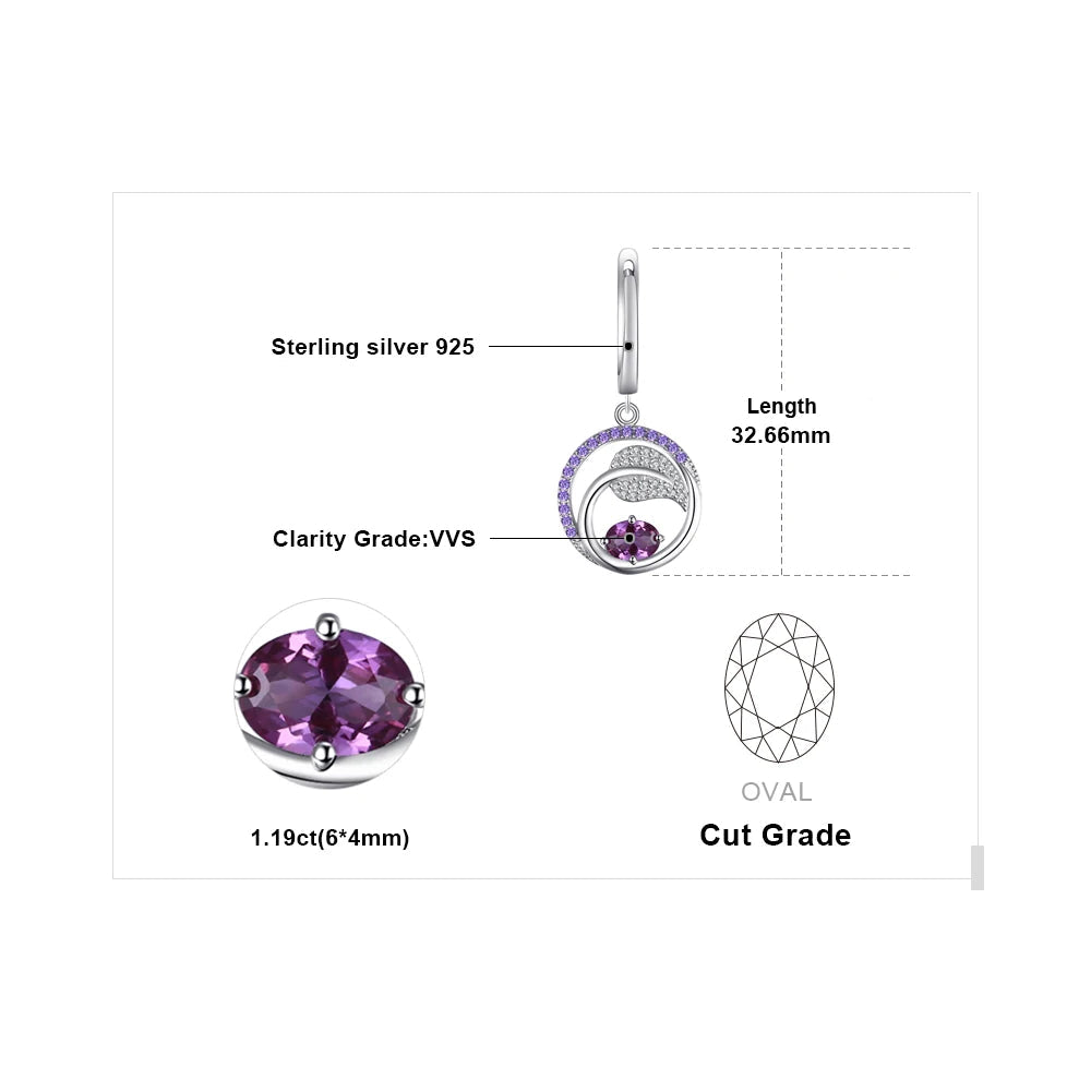 Leaf 1.2ct Alexandrite Sapphire 925 Sterling Silver Drop Earrings