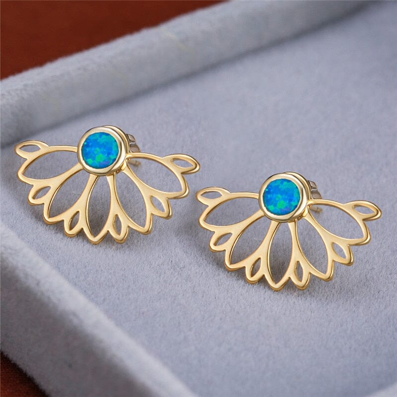 Geometric Three Color Fire Opal Stud EarringsEarringsGold