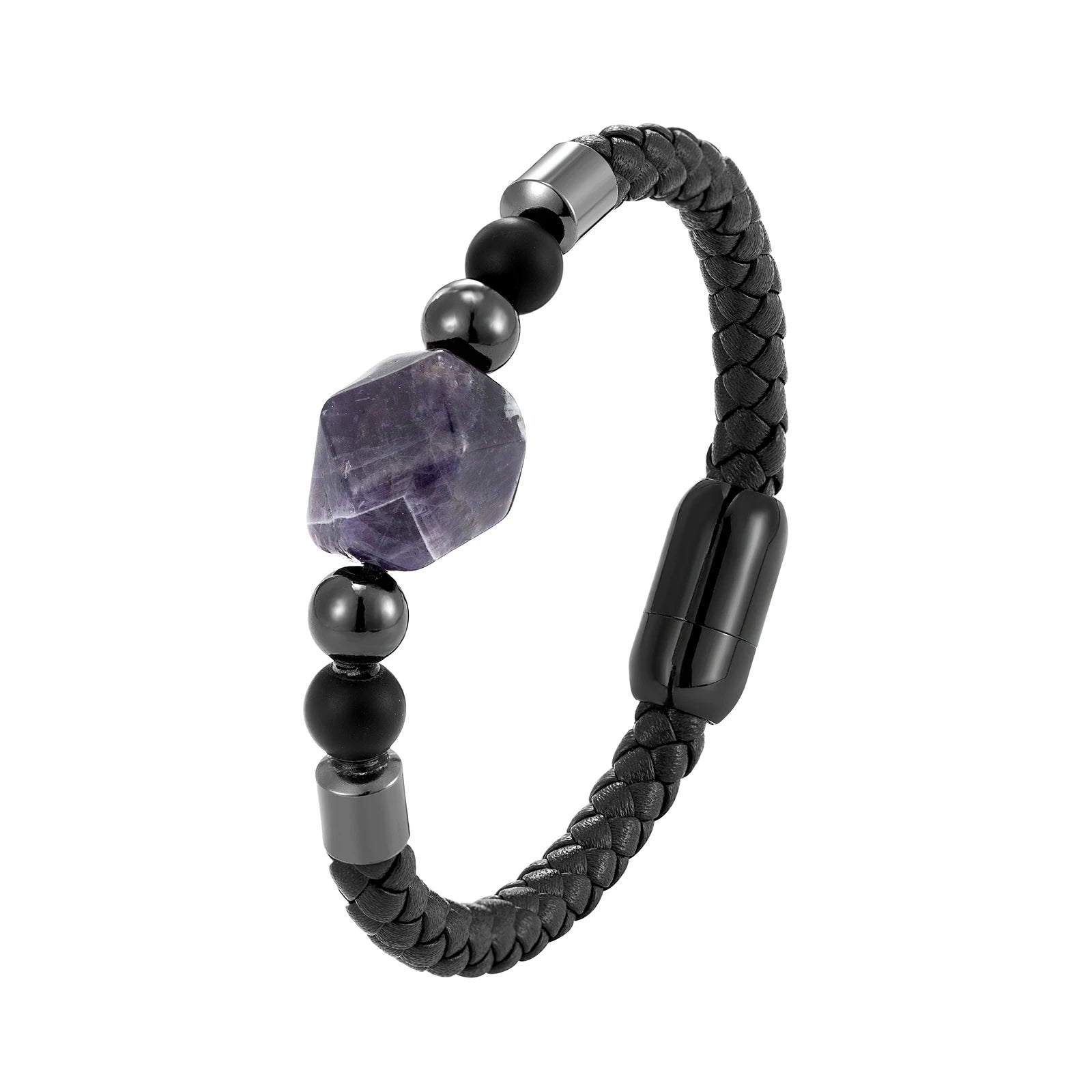 Geometric Shape Natural Amethyst Energy Bracelet