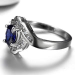 Classic 925 Silver Jewelry Ring Oval Sapphire Gemstones Finger Rings