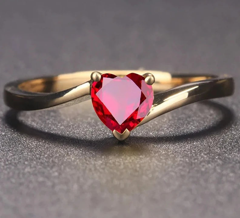 Elegant Ruby Ring Heart Shape Engagement Rings
