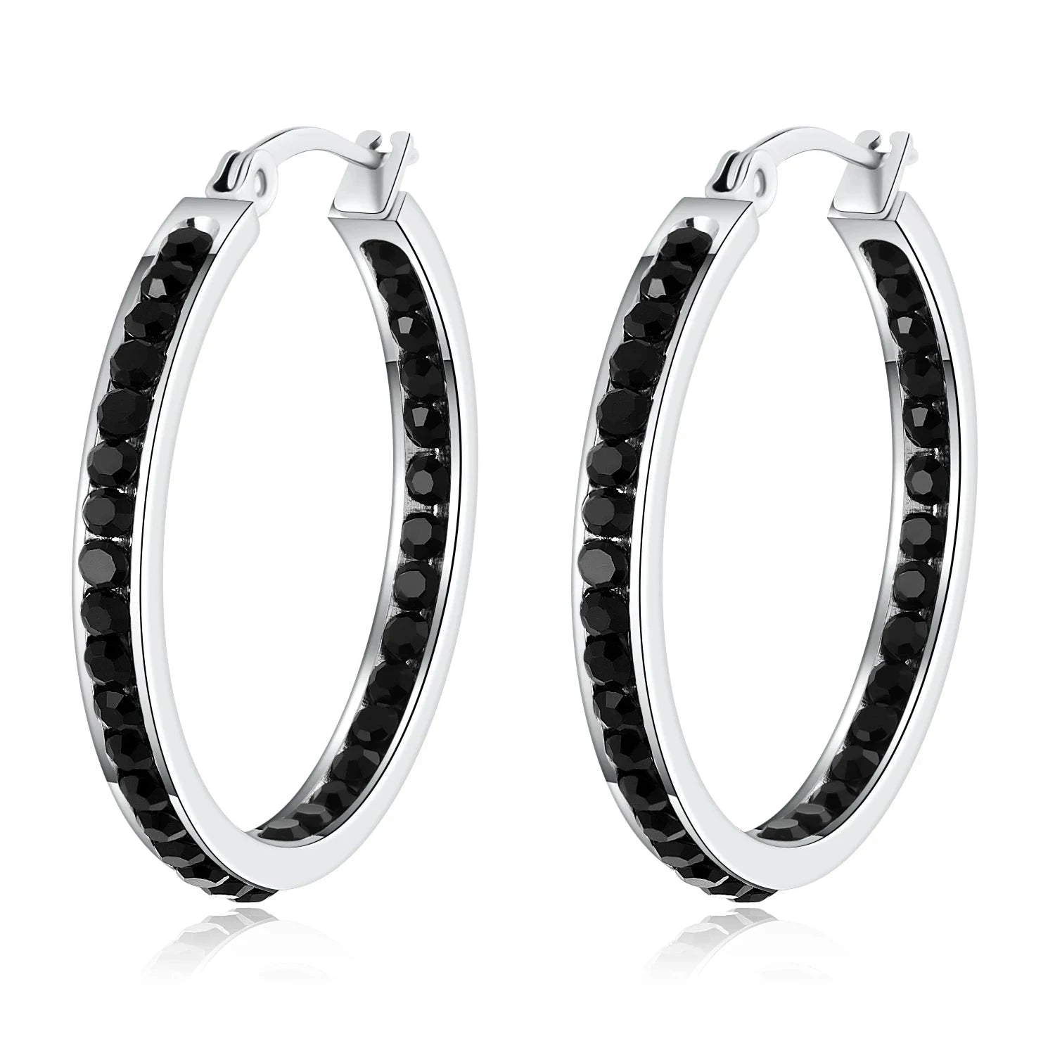 6 Color Small Hoop Earrings with Cubic Zirconia Gold/Silver Plated Stainless Steel EarringFH9067