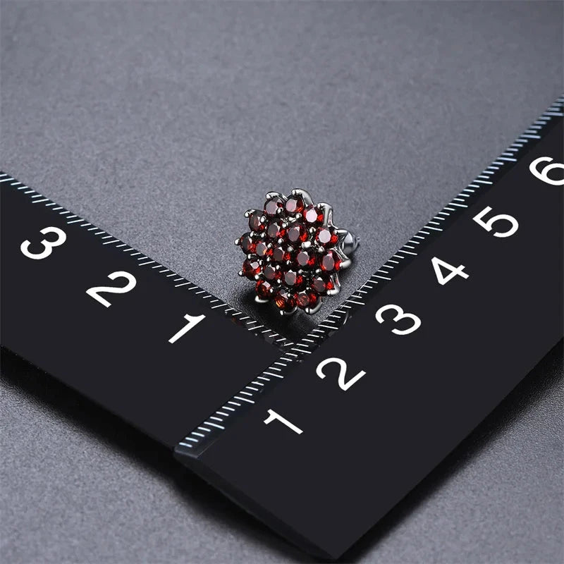 3.5 Carats Genuine Garnet S925 Silver Stud Earrings