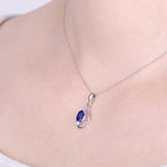 Retro Oval Shaped Ruby and Sapphire Gemstone Pendant NecklaceNecklace