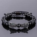 Double Leopard Head BraceletsBraceletBlackBright black cz