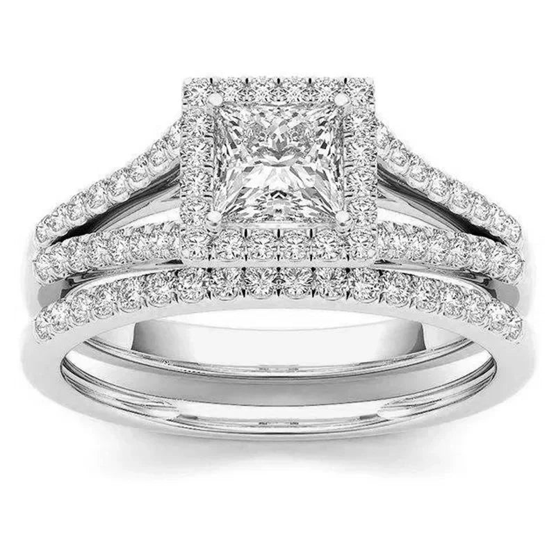 2025 Geometric Zirconia Ring Set – Elegant Wedding & Evening Jewelry7T0691