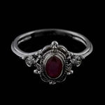 Classic Silver 925 Ring Jewelry Oval Shape Ruby Gemstone Ring for Male