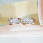Luxury Ruby Sapphire Diamond Hoop Earring 925 SterlingWHITE