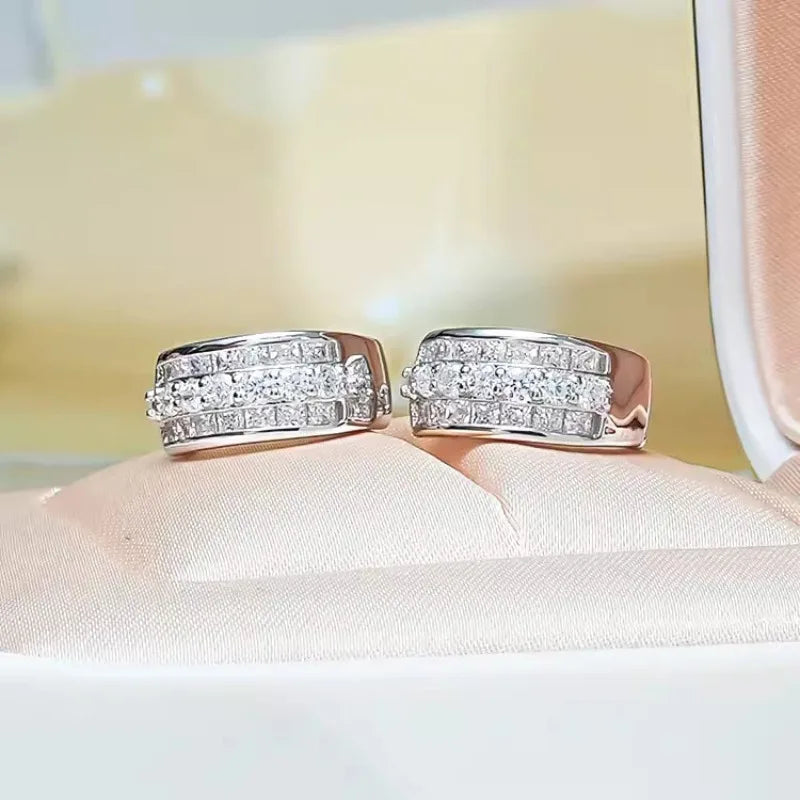 Luxury Ruby Sapphire Diamond Hoop Earring 925 SterlingWHITE