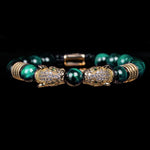 Double Leopard Head BraceletsBraceletGold green white cz