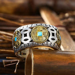 Turquoise Rotating Mens Rings Vintage Ethnic Style