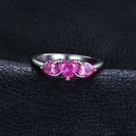 Love Heart 1.2ct Pink Sapphire 925 Sterling Silver 3 stone Ring