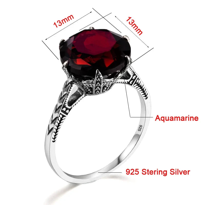 Flower Charms Dark Red Garnet Rings