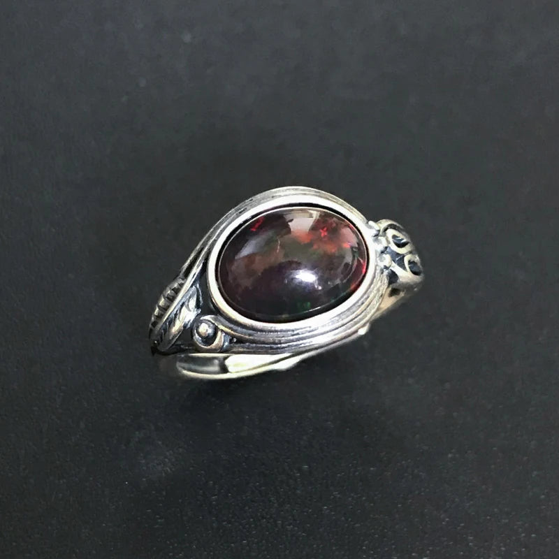 Natural Turquoise Rings 925 Sterling SilverBlack OpalResizable