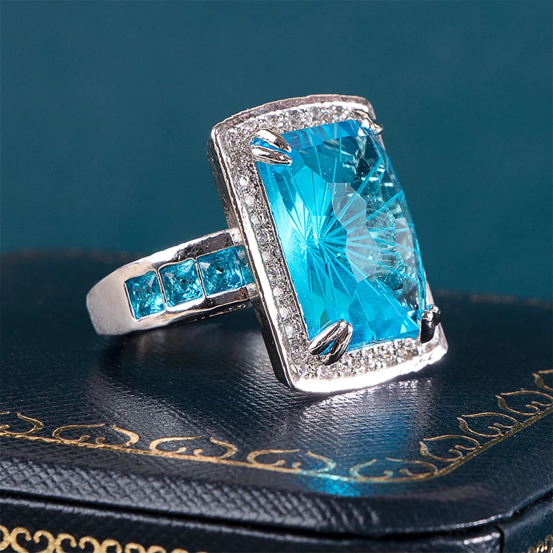 Sapphire Square Cut 925 Sterling Silver RingRing