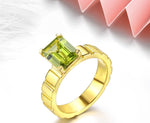 2.5 Carats Genuine Peridot Yellow Gold 925 Sterling Silver RingRing