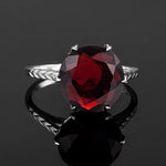 Flower Charms Dark Red Garnet Rings