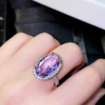 Elegant Big Oval Purple Cubic Zirconia Rings for WomenF114010