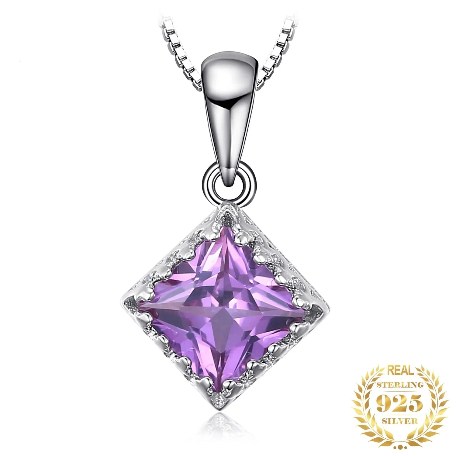 Square Pendant Only Sapphires 925 Sterling Silver Pendant