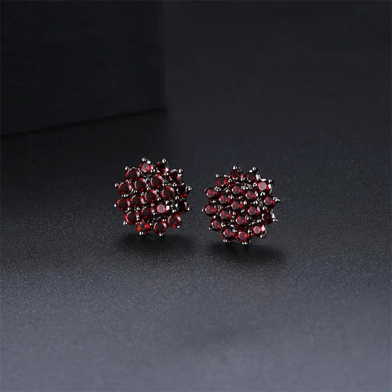 3.5 Carats Genuine Garnet S925 Silver Stud Earrings
