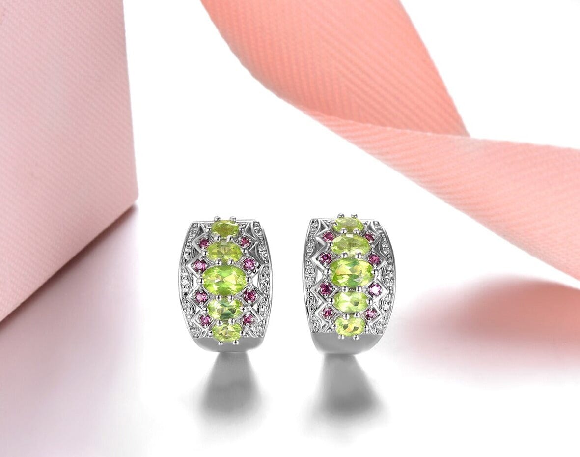 2.85 Carats Peridot 925 Sterling Silver Hoop EarringsEarrings
