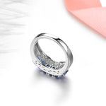 1.8 Carats Sapphire and Tanzanite 925 Sterling Silver RingsRing
