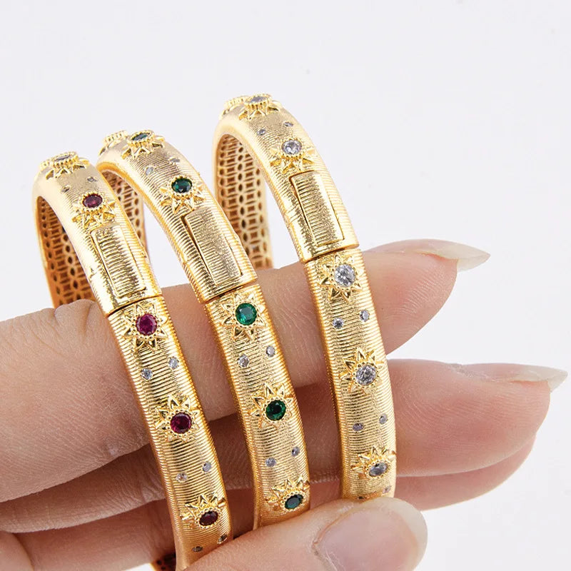 Cuff Bangle Ruby 18k Real Gold Plated Metal1st or 2nd at randomCHINA