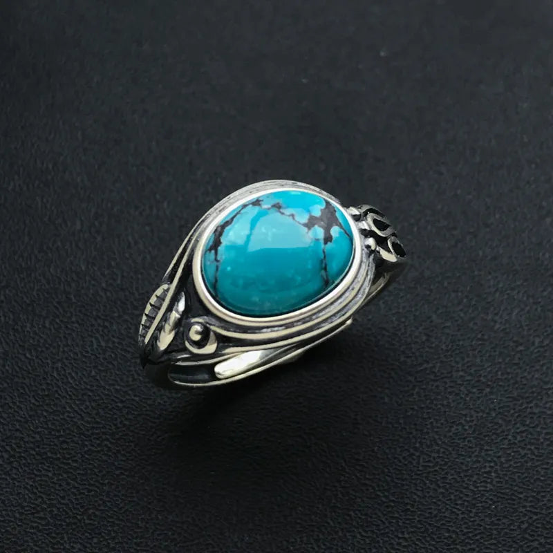 Natural Turquoise Rings 925 Sterling Silver