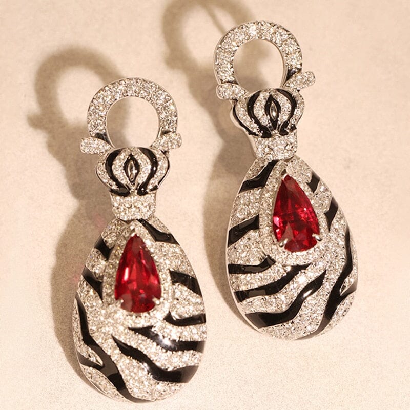 Retro Zebra Pattern Ruby Jewelry SetJewelry Sets