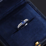 Round Oval Sapphire 925 Silver Plated Ladies Ring