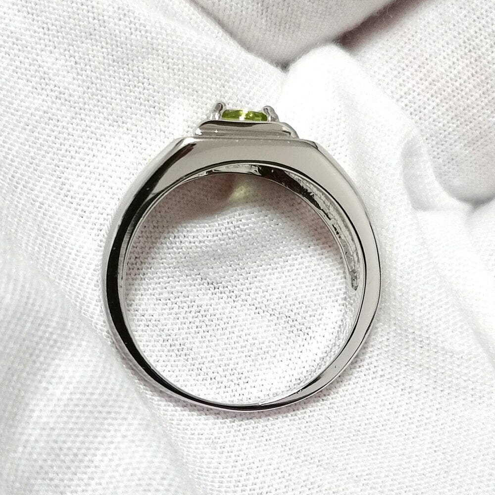 Natural Green Peridot Men Ring 925 Silver Well Polished 5.5mm Gemstone0