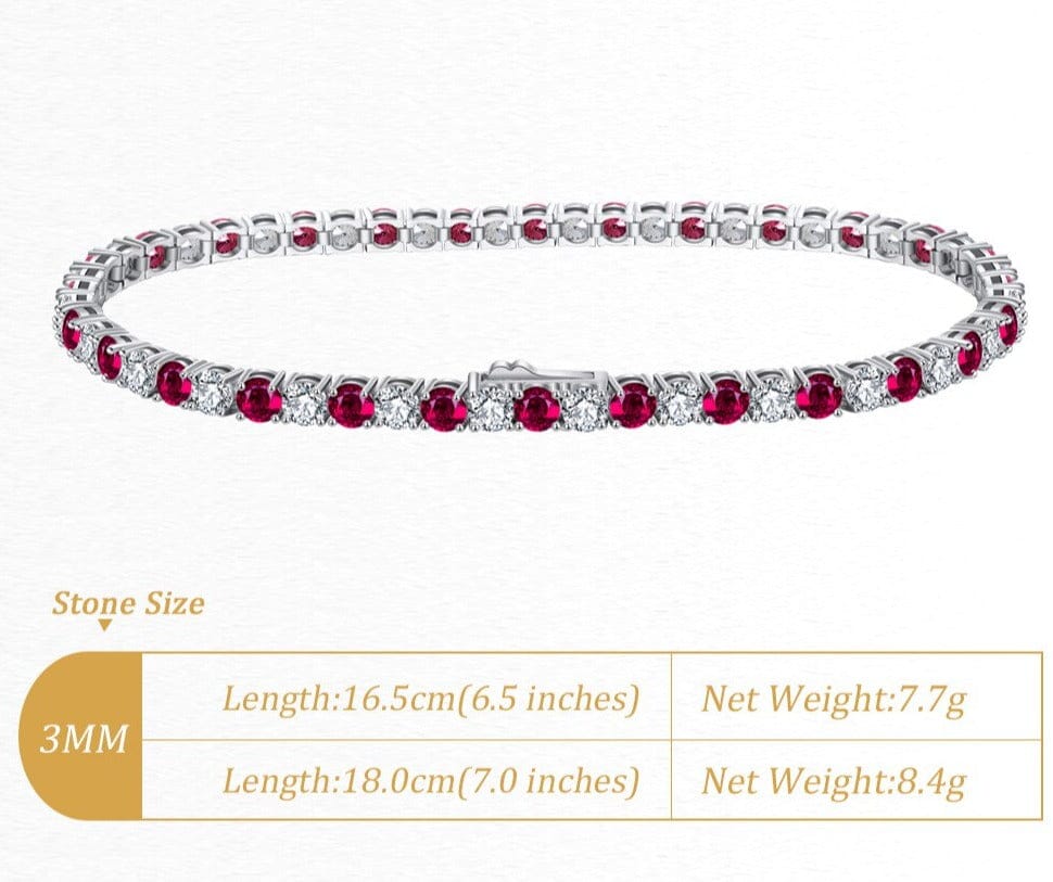Ruby 925 Sterling Silver Tennis BraceletBracelet
