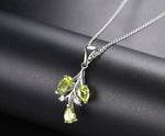 Leaves&Branches Peridot Pendant Solid 925 Sterling Silver Gemstone NecklaceNecklace