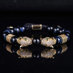 Double Leopard Head BraceletsBraceletGold Ink Blue W