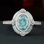 6*8 MM Oval Aquamarine High Carbon Diamond GemstoneSea Blue5