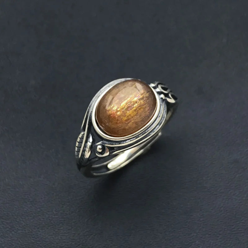 Natural Turquoise Rings 925 Sterling SilverSunstoneResizable