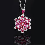 925 Solid Silver Ruby Diamond Pendant Necklace Rings Earrings Wristband SetRingNecklace5