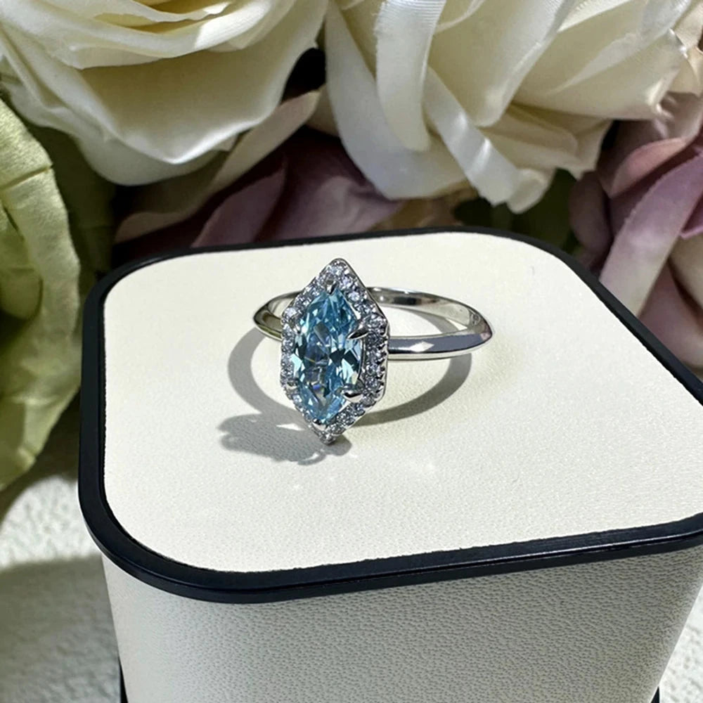 Aquamarine Sapphire Gemstone Engagement Ring for Women