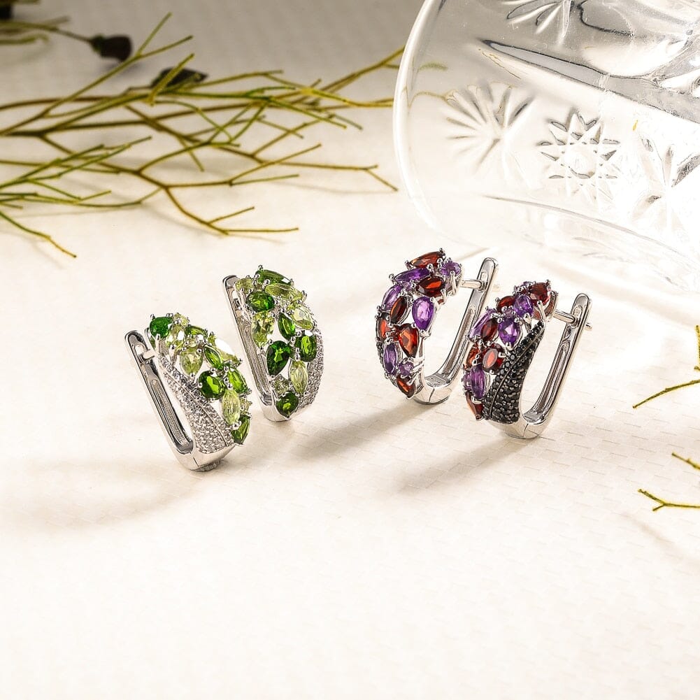 3.8ct Peridot and Garnet Gems 925 Sterling Silver Clip EarringsEarrings