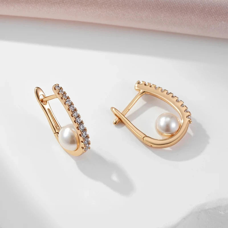 Women's Pearl Earrings Sparkling Natural Zircon