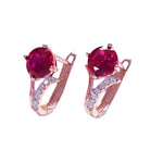 Rose Gold Inlaid Ruby EarringsRing