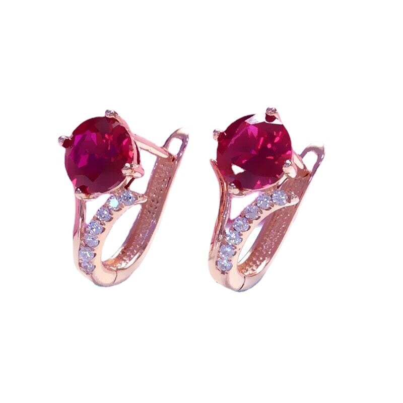 Rose Gold Inlaid Ruby EarringsRing