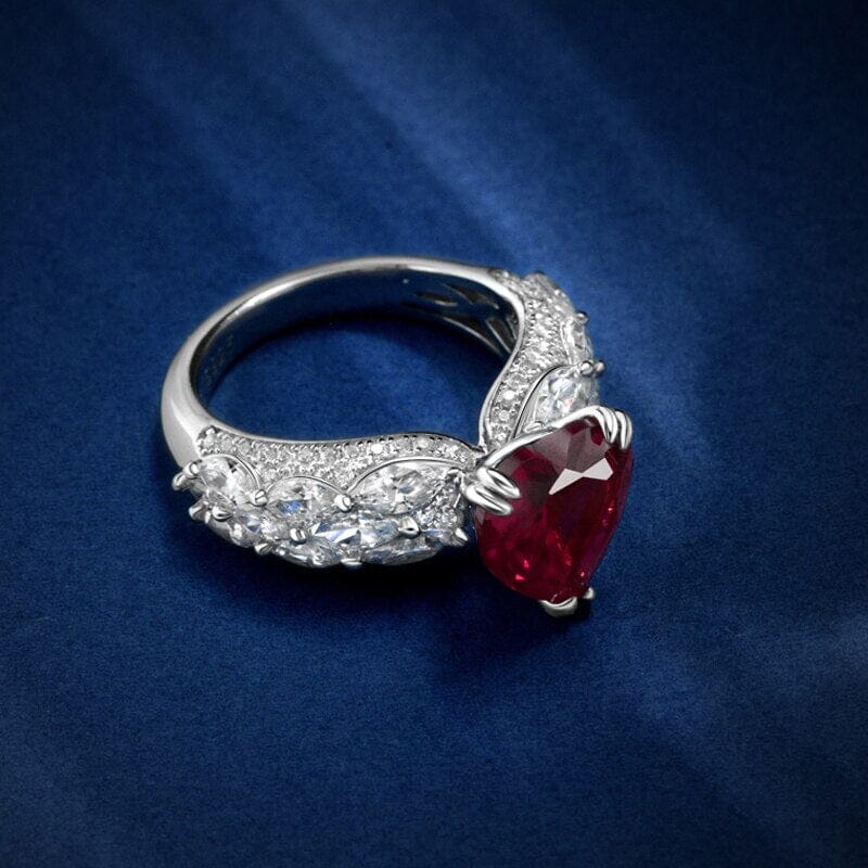 10*10mm Heart Ruby 925 Sterling Silver RingRing