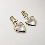 5 Pair Gold Plated Heart-Shaped Crystal Cubic Zircon Clear Quartz Earringsearrings